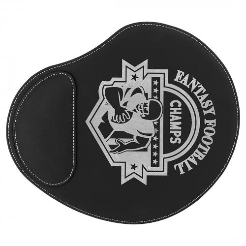 Corporate Awards - Gradulation Awards - Black Engraves Silver Laserable Leatherette Mouse Pad