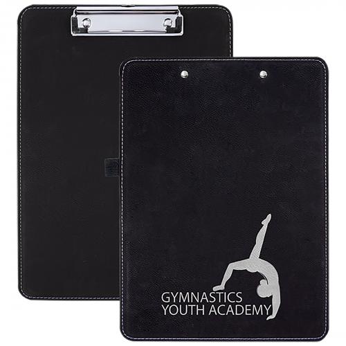 Corporate Gifts, Recognition Gifts and Desk Accessories - Black Engraves Silver Laserable Leatherette Clipboard