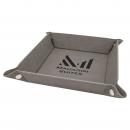 Gray Engraves Black Laserable Leatherette Snap Up Tray