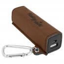 Dark Brown Engraves Black Laserable Leatherette Power Bank with USB Cord