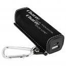 Black Engraves Silver Laserable Leatherette Power Bank with USB Cord