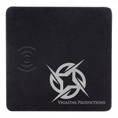 Employee Gifts - Black Engraves Silver Laserable Leatherette Charging Mat