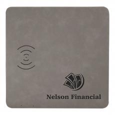 Employee Gifts - Gray Engraves Black Laserable Leatherette Charging Mat