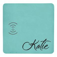 Employee Gifts - Teal Engraves Black Laserable Leatherette Charging Mat