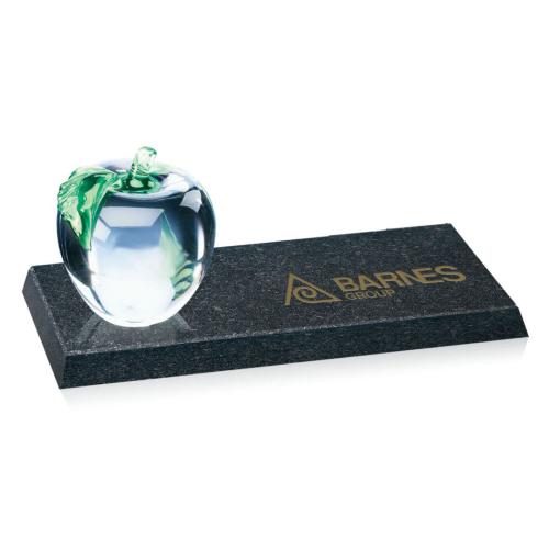 Corporate Gifts, Recognition Gifts and Desk Accessories - Paperweights - Apple Glass on Granite Base Award