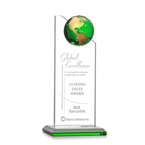 Corporate Awards - Arden Globe Green/Gold Crystal Award