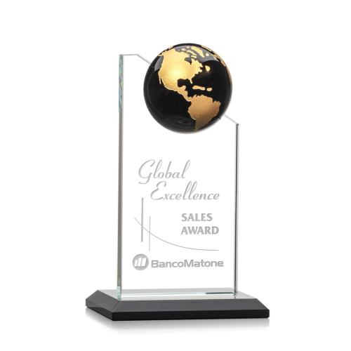 Corporate Awards - Arden Globe Black/Gold Spheres Crystal Award