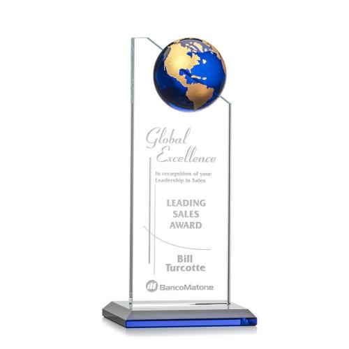Corporate Awards - Arden Globe Blue/Gold Spheres Crystal Award
