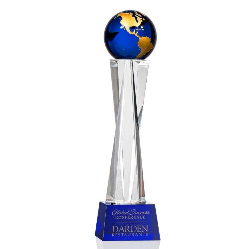 Corporate Awards - Havant Globe Blue/Gold Crystal Award