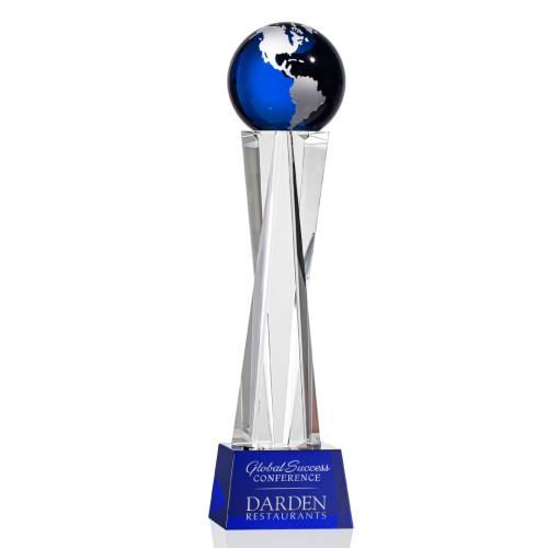 Corporate Awards - Havant Globe Blue/Silver Crystal Award