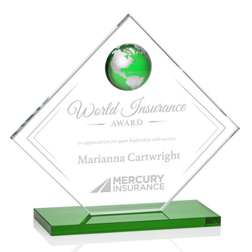 Corporate Awards - Ferrand Globe Green/Silver Crystal Award