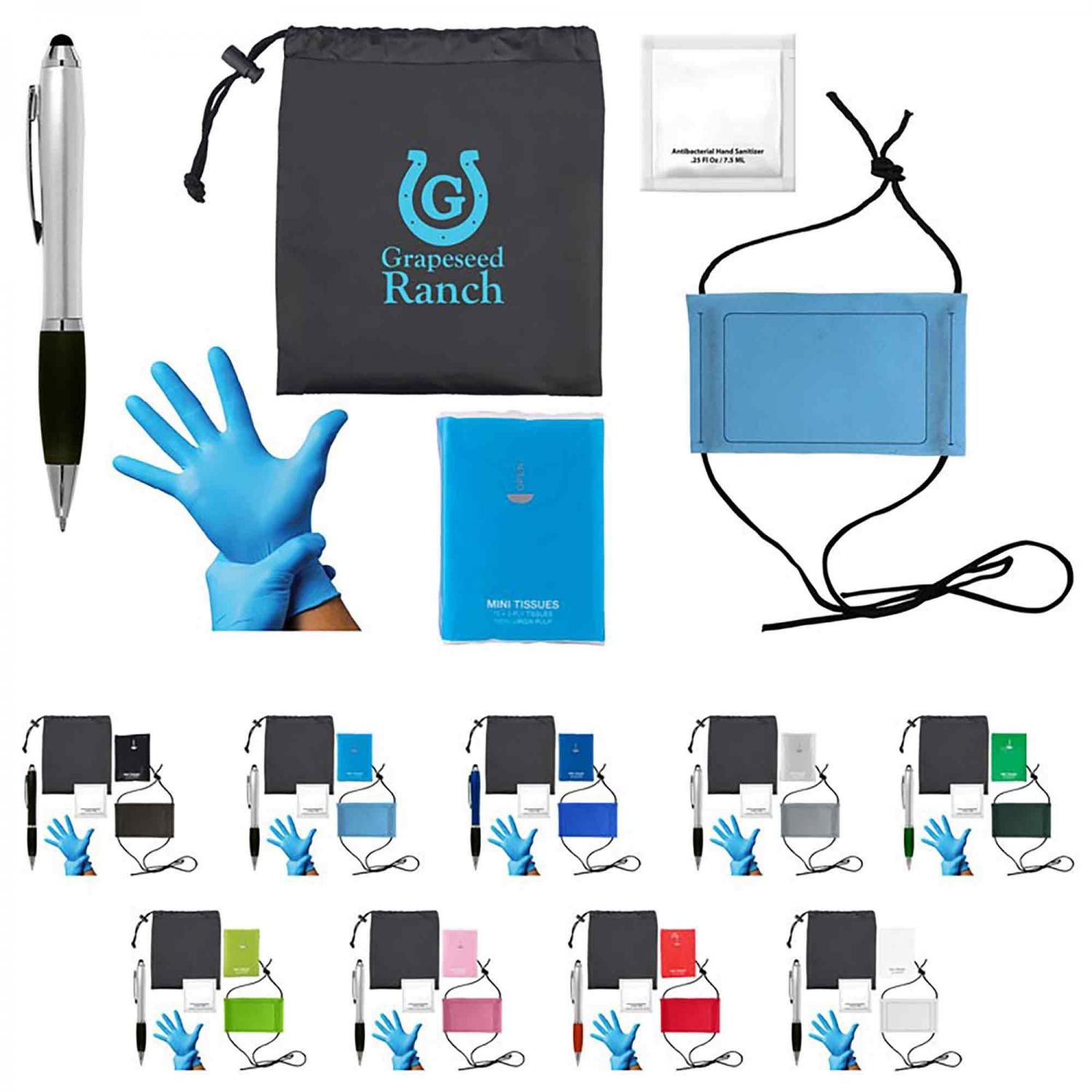 Customizable Color Out and About Promotional Marketing Safety Kit PC90