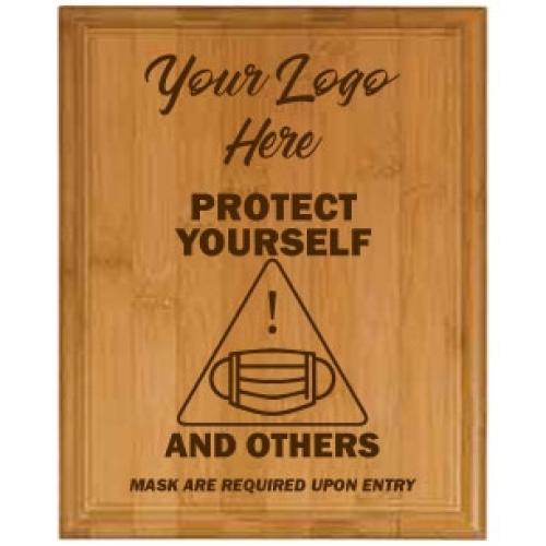 Corporate Awards - Award Plaques - Wood Plaques - Protect Yourself Genuine Horizontal Bamboo Plaque