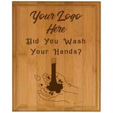 Employee Gifts - Wash Your Hands GenuineHorizontal Bamboo Plaque
