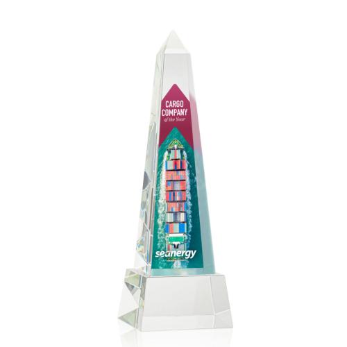 Corporate Awards - Master Full Color Clear on Base Obelisk Crystal Award