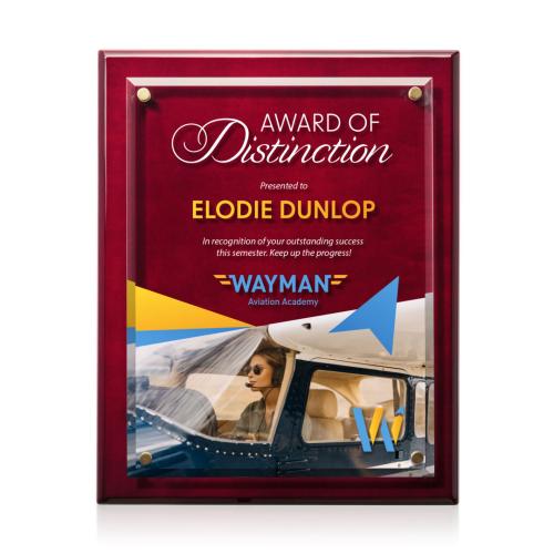 Corporate Awards - Full Color Awards - Caledon Full Color Plaque - Rosewood/Gold