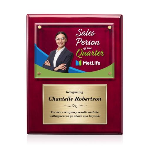 Corporate Awards - Award Plaques - Gossamer Full Color Plaque - Rosewood/Gold