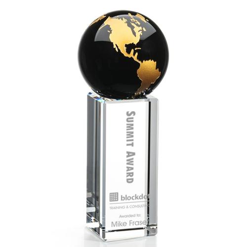 Corporate Awards - Luz Globe Black/Gold Crystal Award