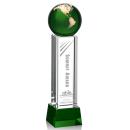 Luz Globe Green/Gold on Base Crystal Award