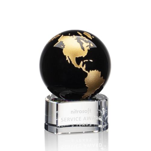 Corporate Awards - Crystal Awards - Globe Awards  - Dundee Globe Black/Gold Crystal Award