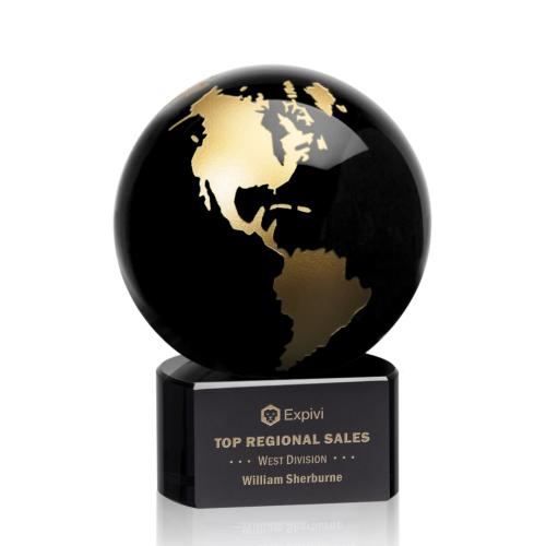 Corporate Awards - Marcana Globe Black/Gold Crystal Award