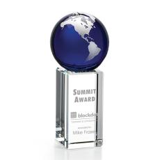 Employee Gifts - Luz Globe Blue/Silver Spheres Crystal Award