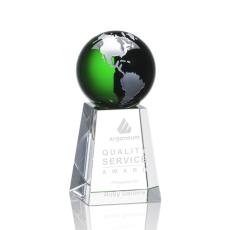 Employee Gifts - Heathcote Globe Green/Silver Spheres Crystal Award