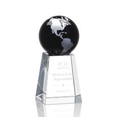Employee Gifts - Heathcote Globe Black/Silver Spheres Crystal Award