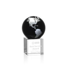 Employee Gifts - Haywood Globe Black/Silver Spheres Crystal Award