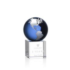 Employee Gifts - Haywood Globe Blue/Silver Spheres Crystal Award