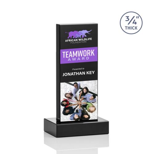 Corporate Awards - Hathaway Full Color Black Crystal Award
