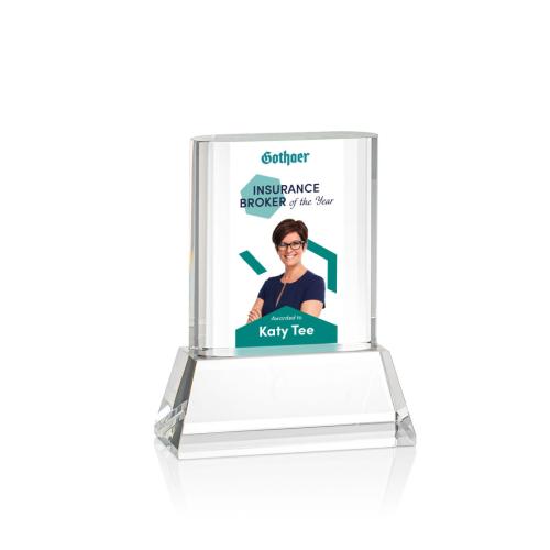 Corporate Awards - Merit Full Color Clear on Base Rectangle Crystal Award