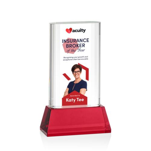 Corporate Awards - Merit Full Color Red on Base Crystal Award