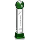 Luz Globe Green/Silver on Base Crystal Award