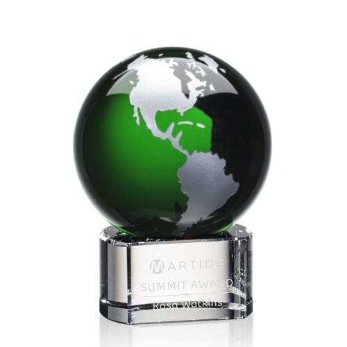 Corporate Awards - Crystal Awards - Globe Awards  - Dundee Globe Green/Silver Crystal Award