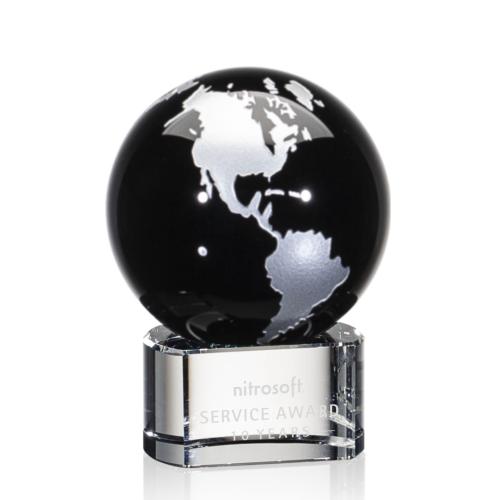 Corporate Awards - Crystal Awards - Globe Awards  - Dundee Globe Black/Silver Crystal Award