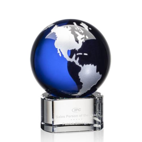 Corporate Awards - Crystal Awards - Globe Awards  - Dundee Globe Blue/Silver Crystal Award