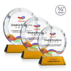 Employee Gifts - Gibralter on Newhaven Full Color Amber Circle Crystal Award