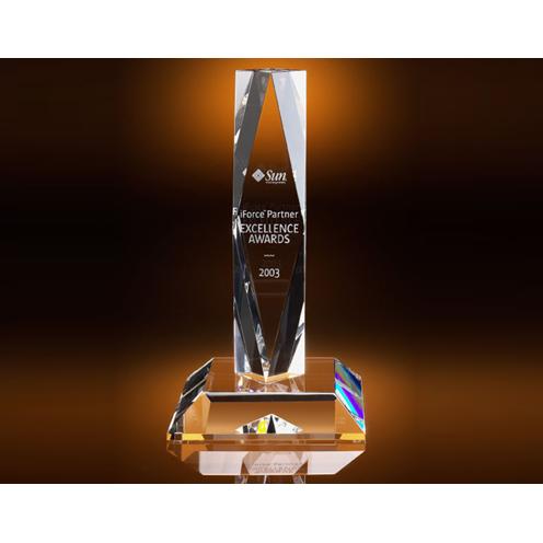 Featured - Custom Crystal Awards Gallery - Sun Microsystems 3-D Etching Crystal Awards