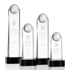 Employee Gifts - Sherbourne Globe Black on Base Obelisk Crystal Award