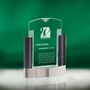 Neopolitan Jade Glass Award with Metal Columns