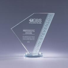 Employee Gifts - Clear Optical Crystal Navigate Geometric Award