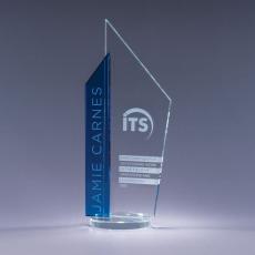 Employee Gifts - Clear Optical Crystal Skape Obelisk Award with Blue Highlight