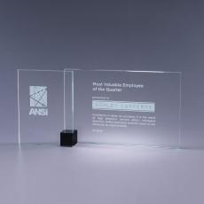 Employee Gifts - Black Shadow Clear Optical Crystal Plaque with Black Cube