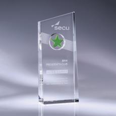 Employee Gifts - Green Nebula Optical Crystal Tower Award with Green Star