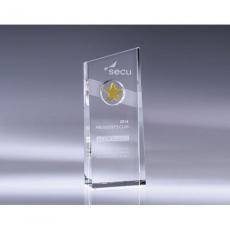 Employee Gifts - Amber Nebula Optical Crystal Tower Award with Amber Star