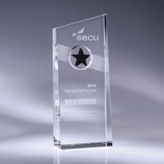 Employee Gifts - Black Nebula Optical Crystal Tower Award with Black Star
