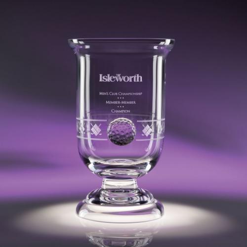 Corporate Awards - Crystal Awards - Vase and Bowl Awards - Narrative Optical Crystal Golf Ball Award Cup