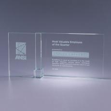 Employee Gifts - Clear Shadow Clear Optical Crystal Plaque with Clear Cube