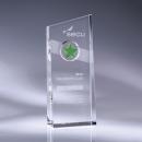 Green Nebula Optical Crystal Tower Award with Green Star